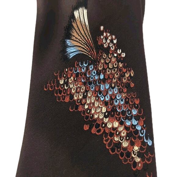 VTG 70s Don Loper Neck Tie Brown Abstract Shell Pattern Polyester 54 inch Long - Picture 3 of 8